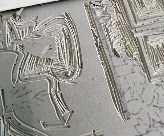 Linolschnitt ohne Farbe